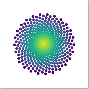 Dot Mandala | Dark Peacock Yellow Green Blue Posters and Art